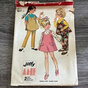 1960s Vintage Sewing Pattern Simplicity 8303 Toddlers Jumper Or Tunic and Pants